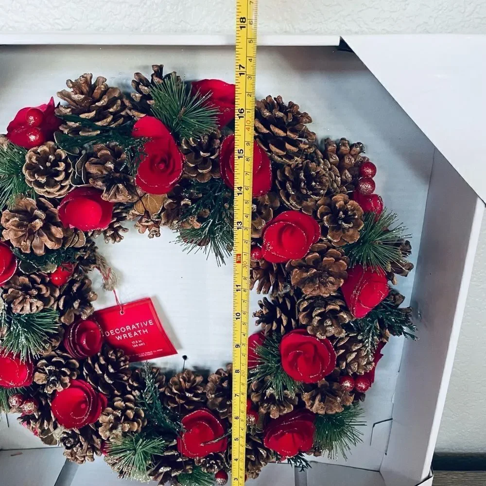 Beekman Home Rustic Natural Pine Cone Floral Christmas Wreath